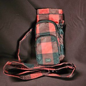 LUG Huggie Crossbody Bottle Holder Buffalo Check Red